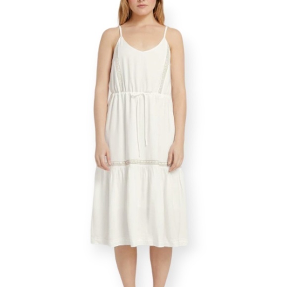 Frank and Oak White Embroidered Cami Tiered Midi Dress SZ Small - Picture 4 of 14